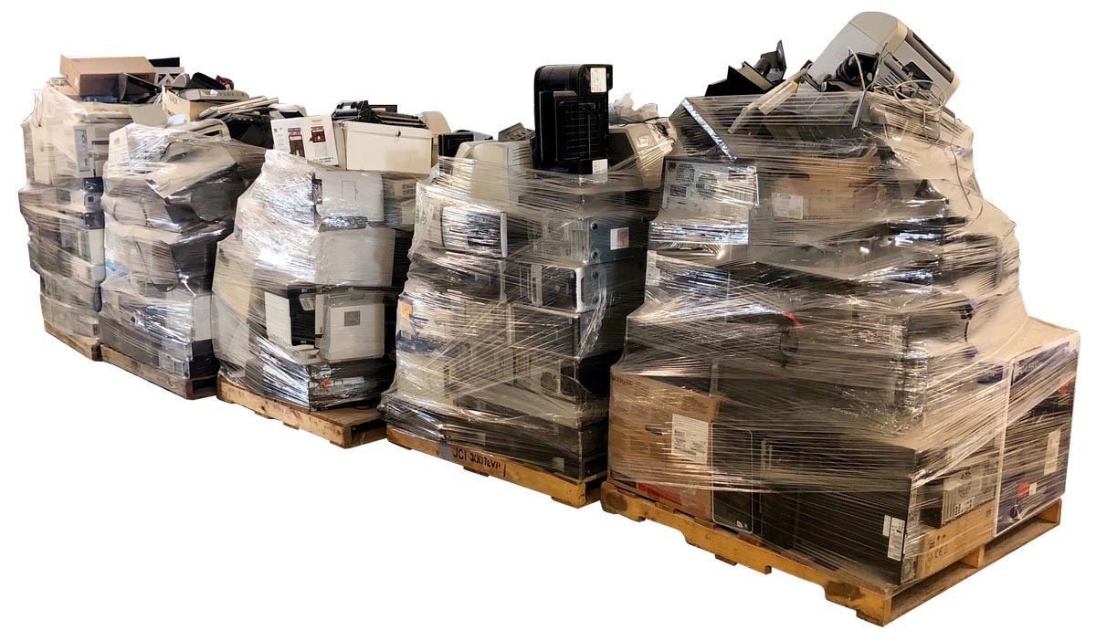 multiple electronic waste pallets